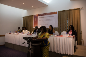 The Special Guest of Honour, Mrs. Juliana Azumah Mensah, delivering the Keynote Address